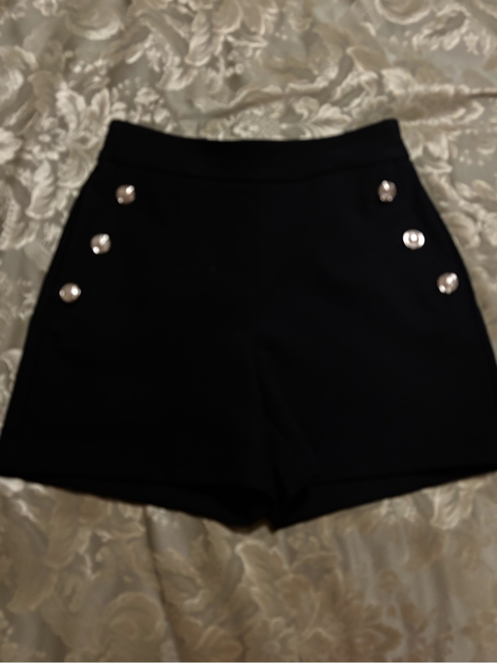 Rachel Zoe Black High-Waist Button Accent Shorts
